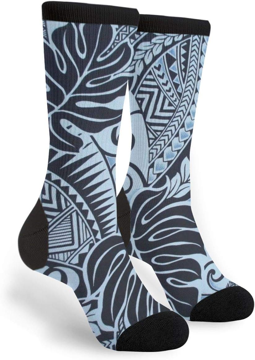 NGFF Polynesian Tattoo Men Women Casual Crazy Funny Athletic Fancy Novelty Graphic Crew Tube Socks Moisture Wicking Gift
