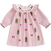 ZIXILOVGIR Toddler Little Baby Girl Christmas Dress Ruffle Long Sleeve Smocked Dresses Merry Christmas Outfit for Kids