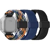 3 Pack Adjustable Braided Stretchy Solo Loop Compatible with Gizmo Watch 3 2 1/ Gabb Watch 3 2 1/ SyncUP/Cosmo JrTrack Kid Watch, 20mm Soft Breathable Kids Bands with Magnetic Buckle for Boys Girls