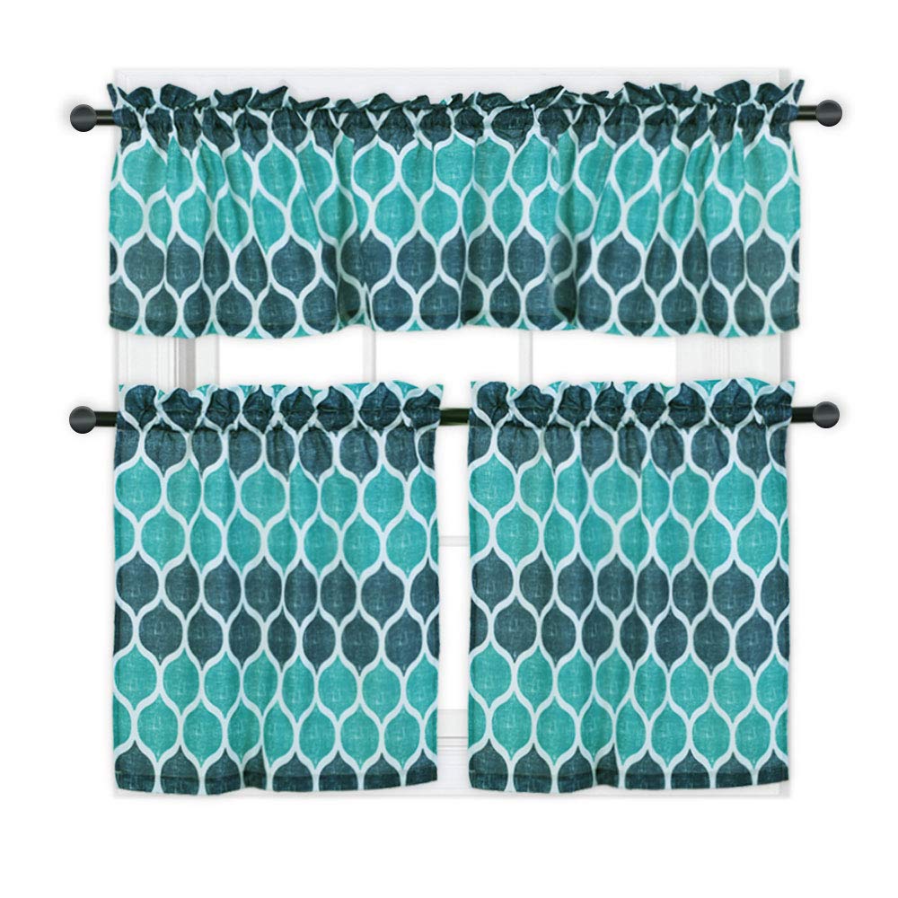 Best Teal Kitchen Curtains And Valances Set