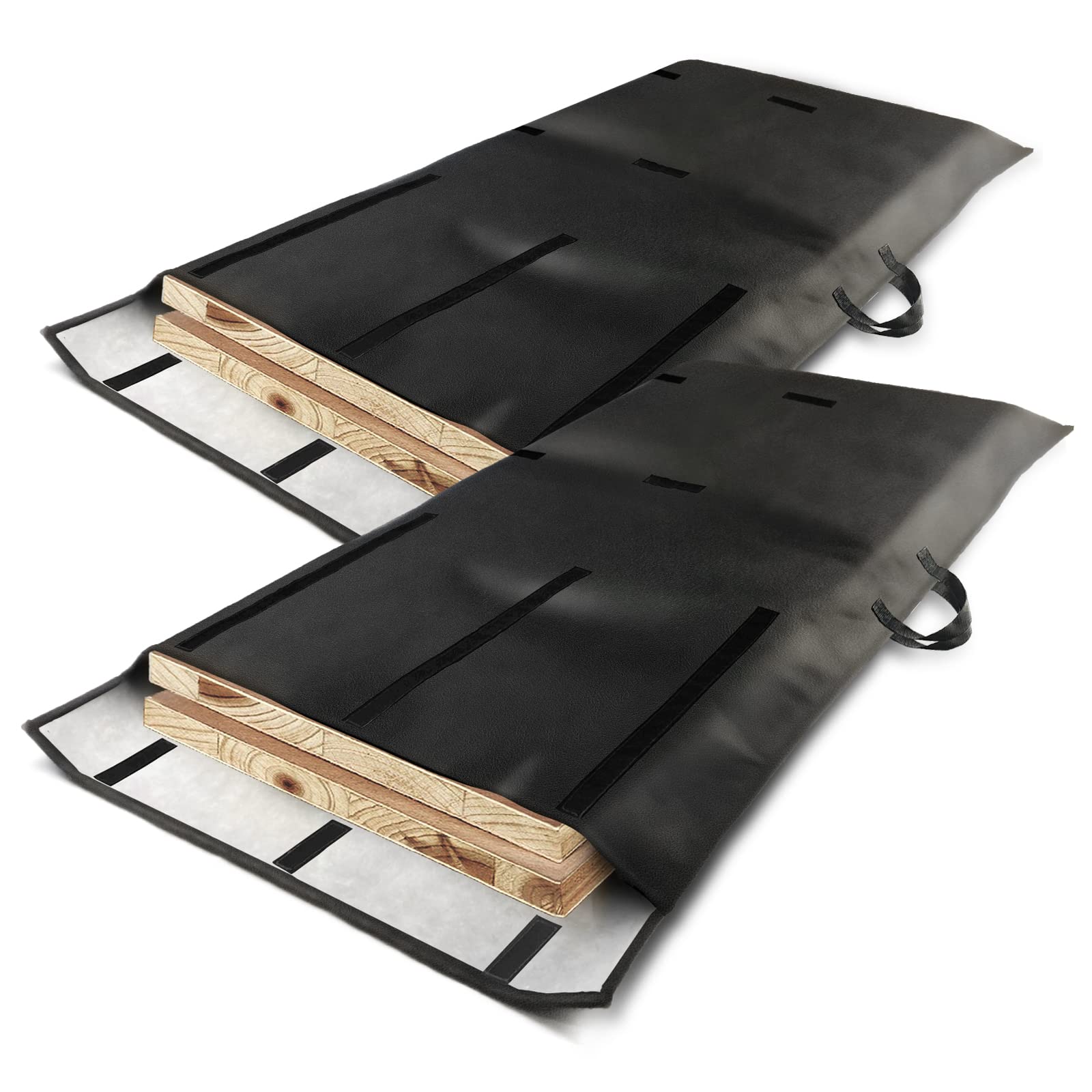 Table Leaf Storage Bag Padded 2 Pack Heavy Duty Dining Table Leaf Bag w/Adjustable Self-Adhesive Strap, 51x 28in Extra Thick Flannel Backing Table Leaf Cover, Fit 48x24in Leaves, Black