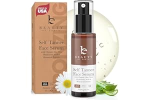 Face Tanner Serum - USA Made with Natural & Organic Ingredients, Non Comedogenic Face Self Tanner with Hyaluronic Acid, Self 