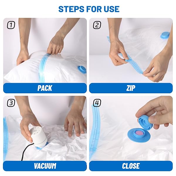 VACUUM STORAGE BAGS FOR CLOTHING,WITH ELECTRIC AIR PUMP SPACE SAVING COMPRESSION BAGS,WATERPROOF, 80% STORAGE REDUCTION,6 PACK VACUUM SEAL BAGS(6 PACK JUMBO) FOR CLOTHES