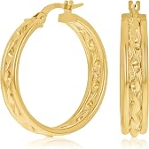 Italian 14k Yellow Gold Rope Creole Hoop Earrings 1" 5mm 2.7 grams