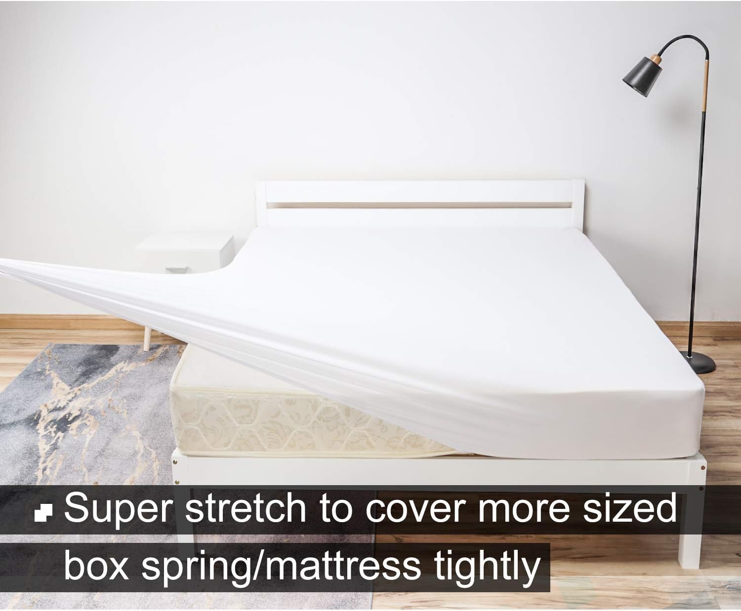 Queen Fitted Sheet Only - Stretch Jersey Knit & Non-Slip, Snug Fit for Queen, Queen XL or RV/Camper Short Queen Sized Mattress or Box Spring (Deep: 5" to 16") - Light Gray: Home & Kitchen