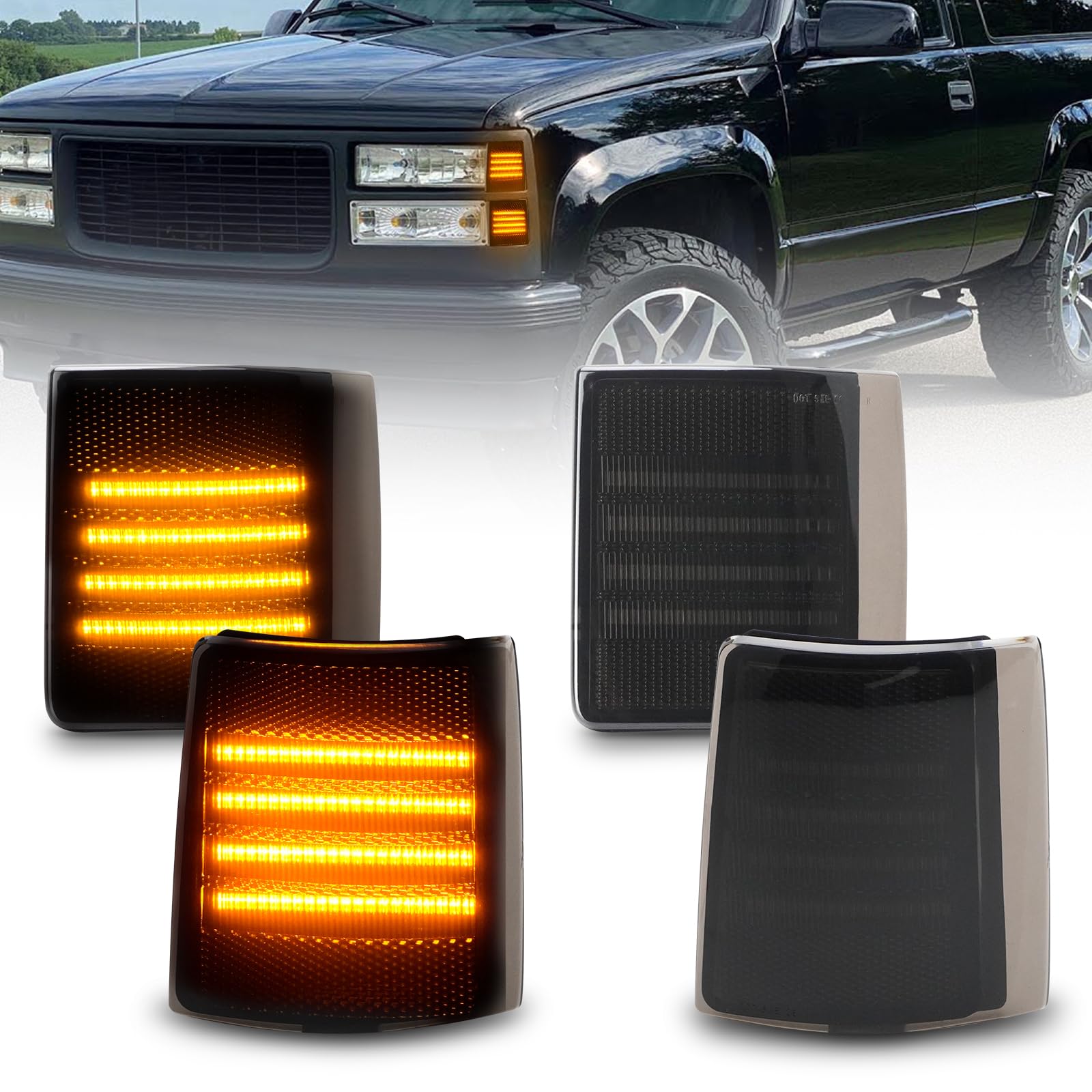 Photo 1 of Bestview Front Corner Light Compatible with 1994-1999 GMC Sierra C/K 1500 2500 3500 Suburban Yukon, Pair Driver and Passenger Side for GM2550148 GM2551148 5977463 5977464