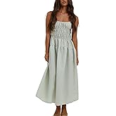 HYLLGUD Women's 2025 Summer Striped Smocked Maxi Dress Sleeveless Boho Sundress Double Strap Flowy Swing for Beach Vacation