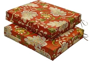LOVTEX Outdoor Chair Cushions Set of 2, Outdoor Patio Chair Cushions with Ties,Waterproof Chair Cushions for Outdoor Furniture, 18.5 x 16 x 3 inch, Floral