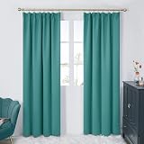 Deconovo Pencil Pleat Curtains 2 Panels Turquoise 55 x 70 Inch Blackout view 4