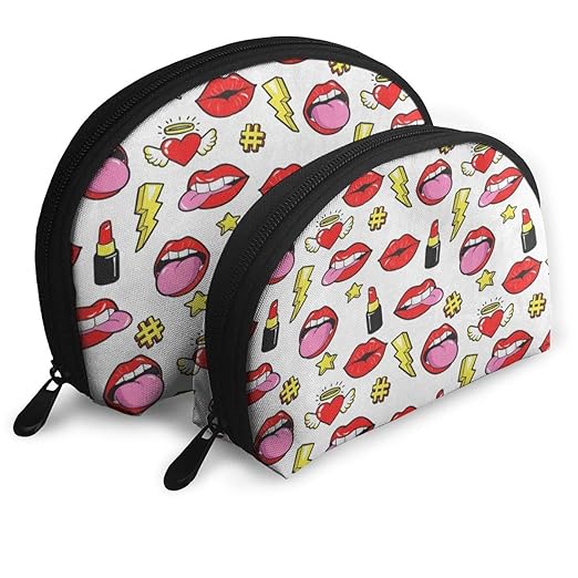 Valentine'S Day Lipstick Lips Cosmetic Bag Set, Purse Size
