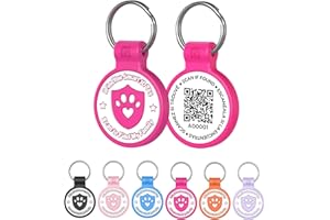 ilFindYou Silicone Cat Tags Personalized Small for Pet Collars, QR Code Cat Name Tags, Scan Location Alerts, Rose Red S