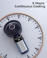 Koonie Portable Handheld Fan 5 Speed 8H Battery Digital Display Dark Blue view 5