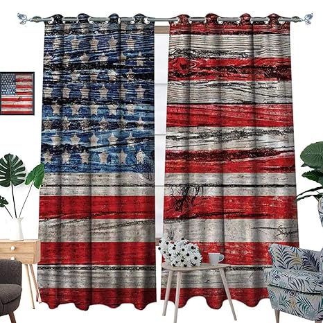 Rustic American Usa Flag Window Curtain Drape Fourth Of July