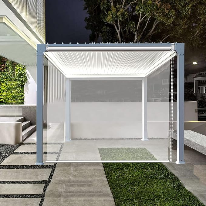 Large Clear Plastic Roller Shades, 100 Waterproof Transparent Roll Up