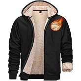 MAGCOMSEN Men's Zip Up Hoodie Sherpa Lined Hooded Sweatshirt Winter Heavyweight Hoodies Warm Thick Fleece Jacket