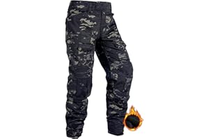 OCANXUE Men's Fleece Lined Tactical Pants Waterproof Hiking Pants Casual Thermal Cargo Pants Winter Insulated Work Pants
