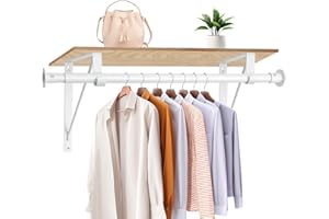 Anndason Closet Rod, 16 to 75 Inch Clothes Rods Heavy Duty Adjustable Clothes Rods for Hanging Clothes and Heavy Duty Clothes Rod Bracket Closet Rod Support (White)