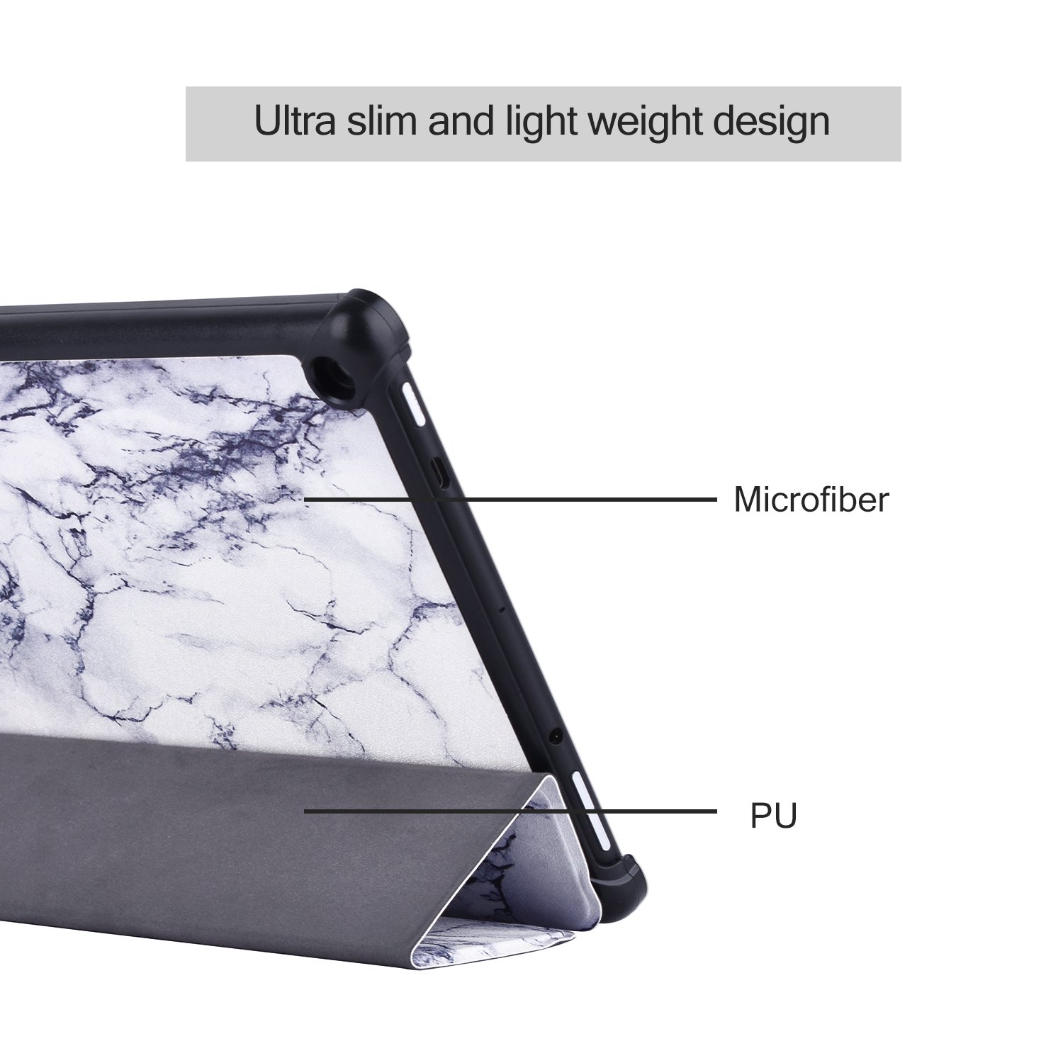 Dopup Fire 10 Case for All-New Fire HD 10 Tablet (7th Generation, 2017 Release),Protective Standing Cover with Auto Wake/Sleep Function (White Marble)