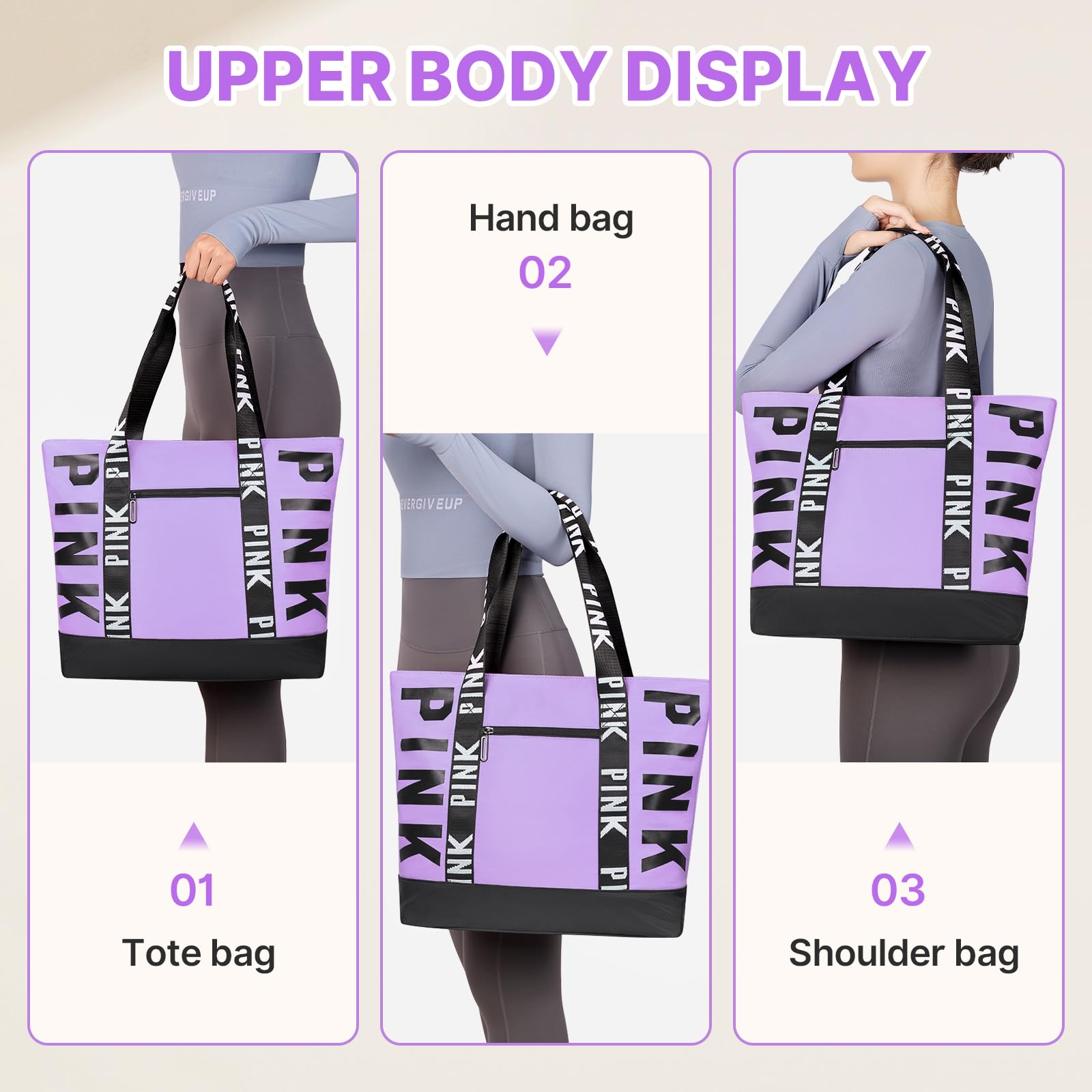 Boomistry Travel Tote Bag for Women, Large Waterproof Beach Bag for Daily