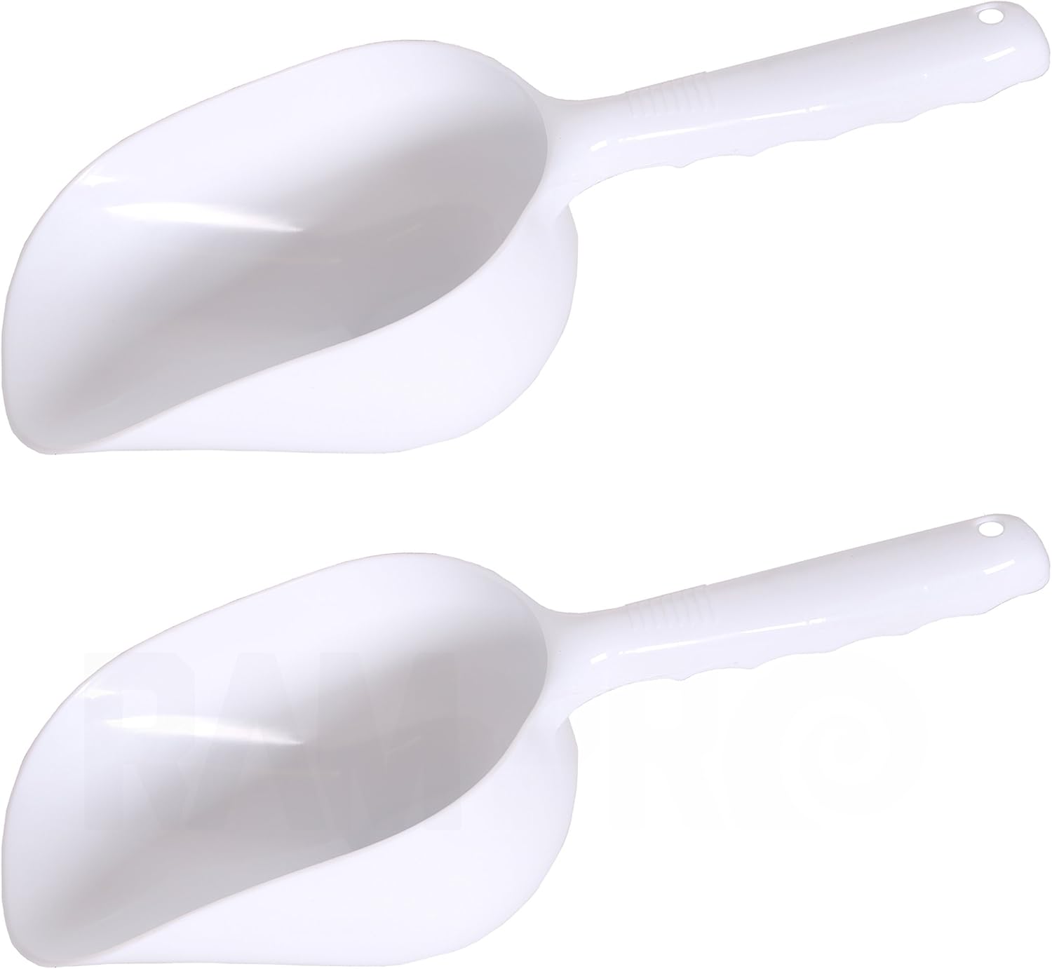 Ram-Pro 2 Jumbo Scoop- White Plastic - Pet Feed Feeding Home Kitchen Garden Flour Fertilizer