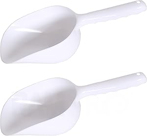Ram-Pro 2 Jumbo Scoop- White Plastic - Pet Feed Feeding Home Kitchen Garden Flour Fertilizer