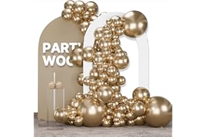 PartyWoo Metallic Gold Balloons 123pcs Different Sizes of 18 12 10 5 Inch Chrome Gold Balloon Arch Kit Garland for Birthday Graduation Baby Shower Wedding Bachelorette Party Decorations Gold-G127