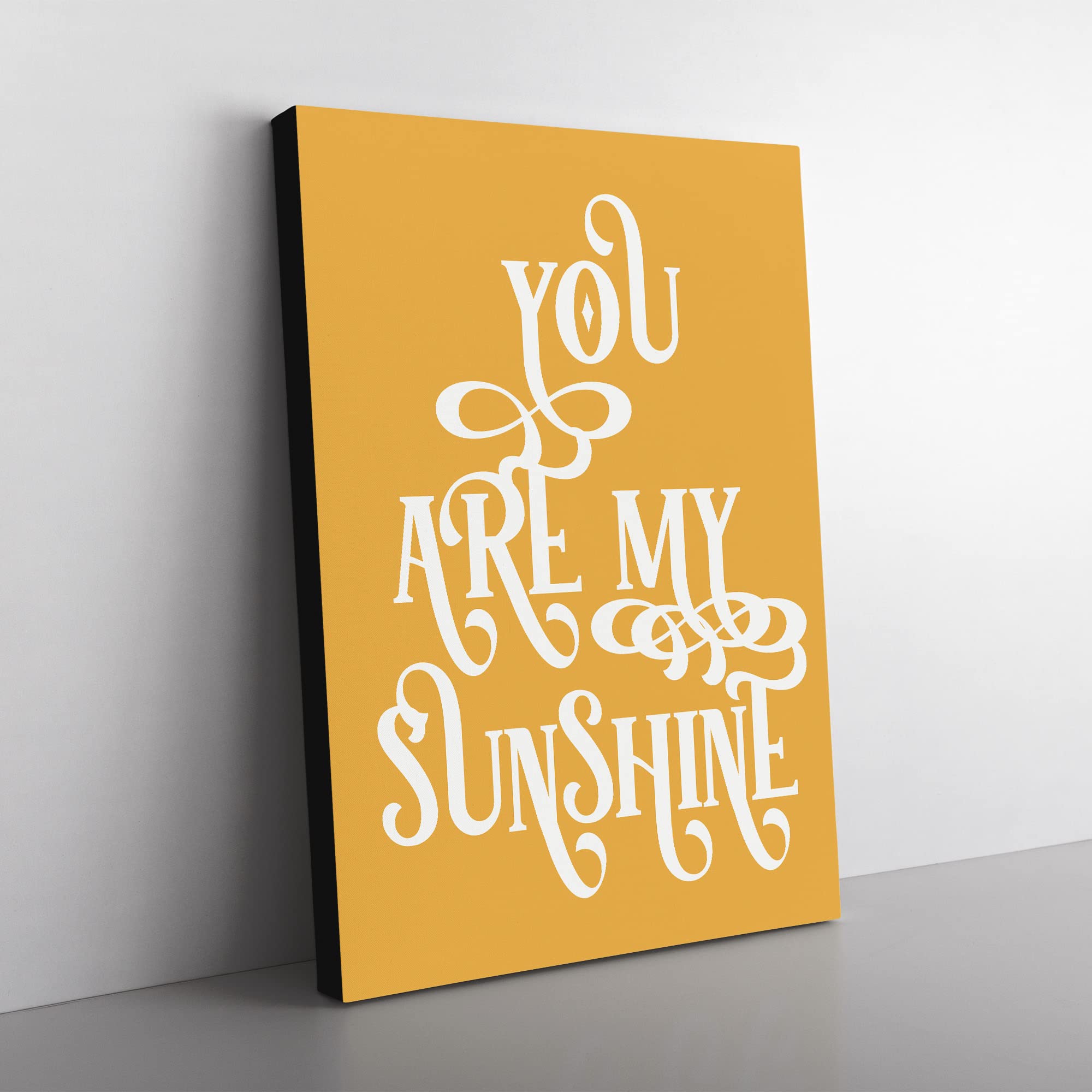 You Are My Sunshine V2 Typography Yellow Canvas Wall Art Print Ready to Hang, Framed Picture for Living Room Bedroom Home Office Décor, 50x35 cm (20x14 Inch)
