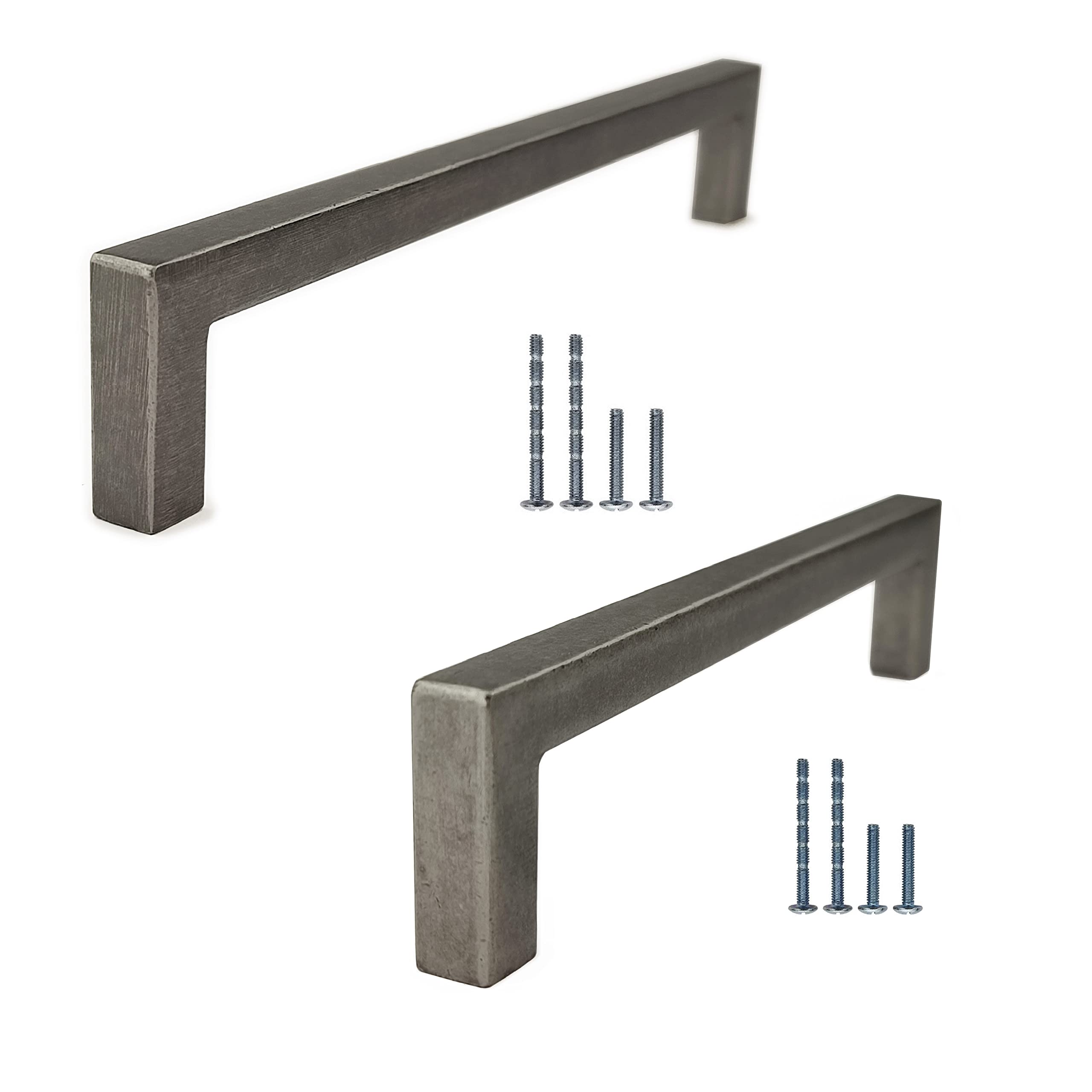 French Furniture Fittings Set of 6 Antique Pewter Finish Kitchen Cabinet D Pull Handles for Cupboard, Doors and Drawers, bar, Grey — image 1