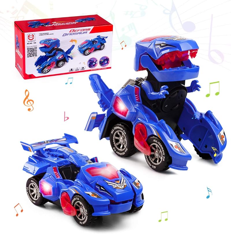 Highttoy Transforming Dinosaur Car Toy Blue 3-7 Years Lights Music 2 in 1