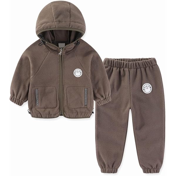 Conjunto De Ropa De Invierno Para Niño Pequeño - Sudadera Y Pantalón De Forro Polar, Orejitas, 2 Piezas, Cómodo Y Cálido