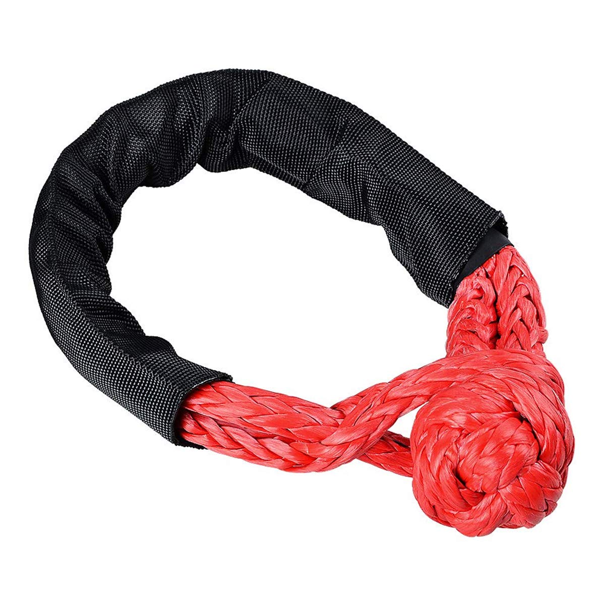 Quatily Soft Shackle Synthetic Soft Rope Shackles for Winch Outdoor Activity (Red, 14mmร60cm)