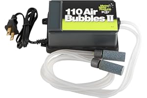 Marine Metal A-2 Air Bubbles Pump with Tubing & Air Stones for Live Bait (110 Volts), Black