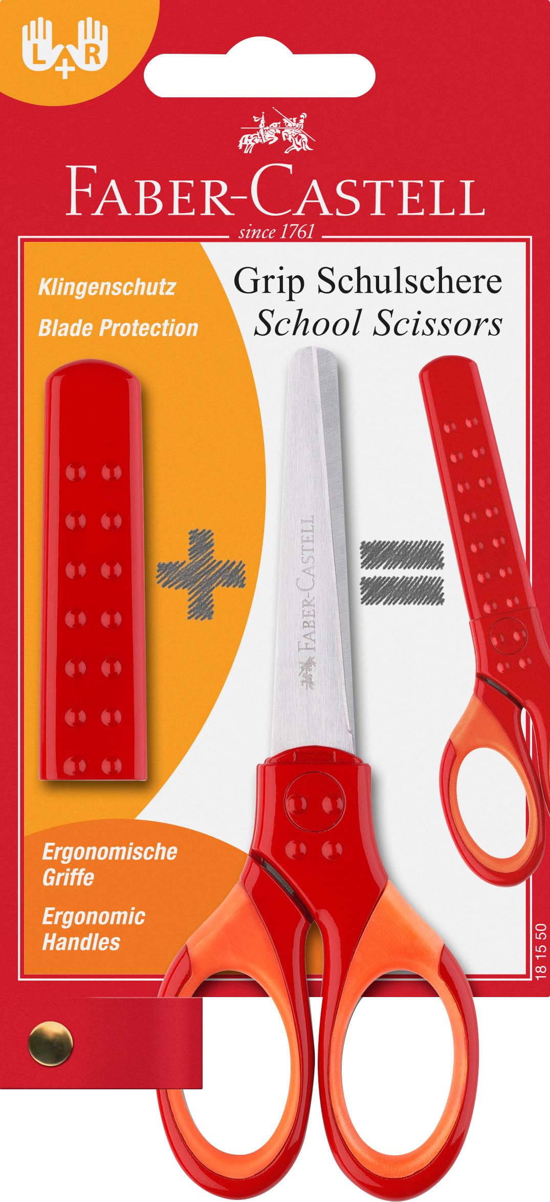 Faber-Castell 181550 Grip School Scissors - Red