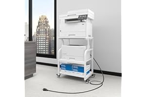 Natwind Large Printer Stand, 24''x20''x29'' Printer Table with Adjustable Storage Shelf, 3 Tier Rolling Cart with Wheels, Multifunctional Home Office Shelves for Heat Press, 3D Printer (White)