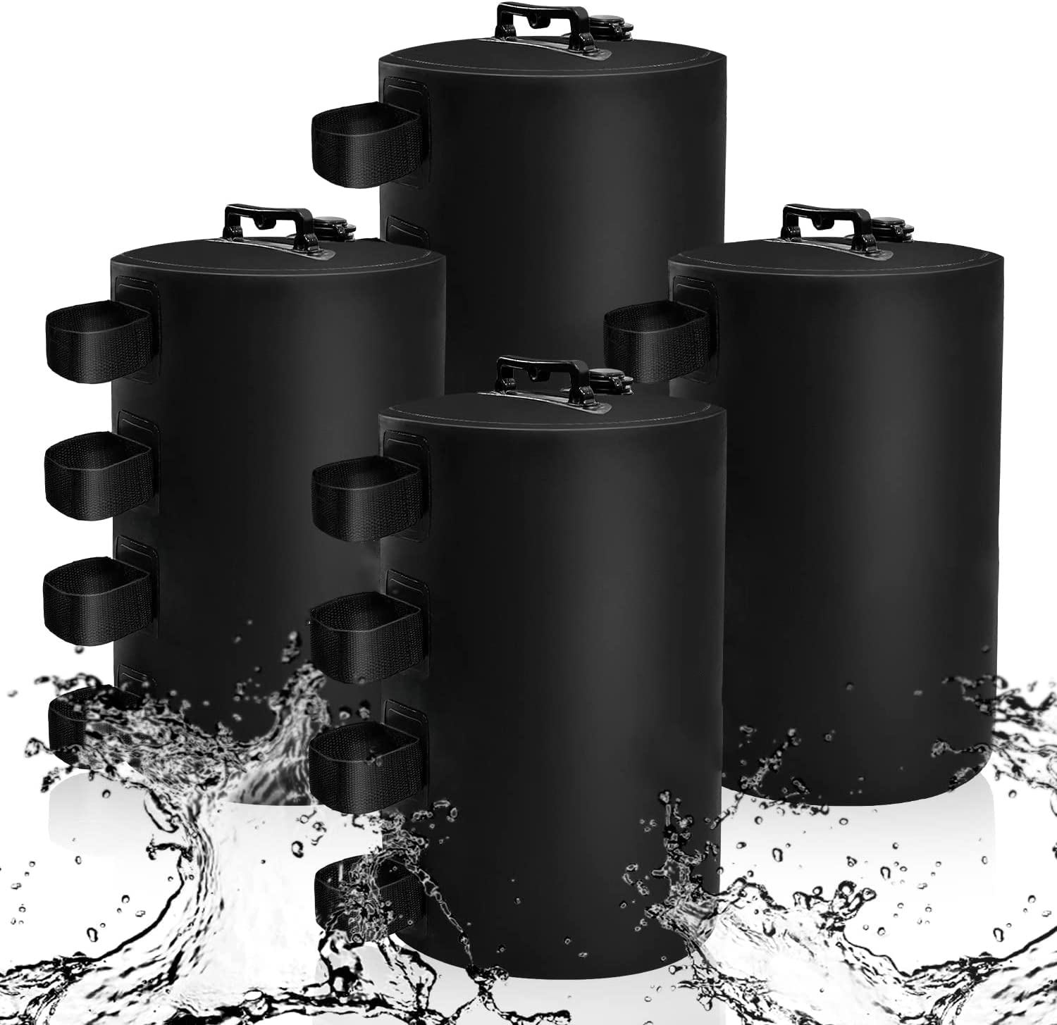 MRWiZMS Gazebo Set of 4 Pedestal Sandbags Gazebo Feet Can Be Filled with Water, Weights for Gazebos, Garden Tents, Marquees, Black