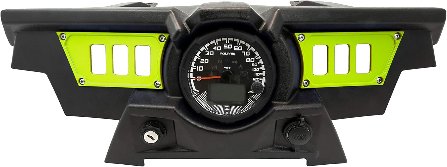 STV Motorsports SDP6 Aluminum Dash Panel Rocker Switch Plates for Polaris RZR XP 1000 for 6 Rocker Switches (Lime)
