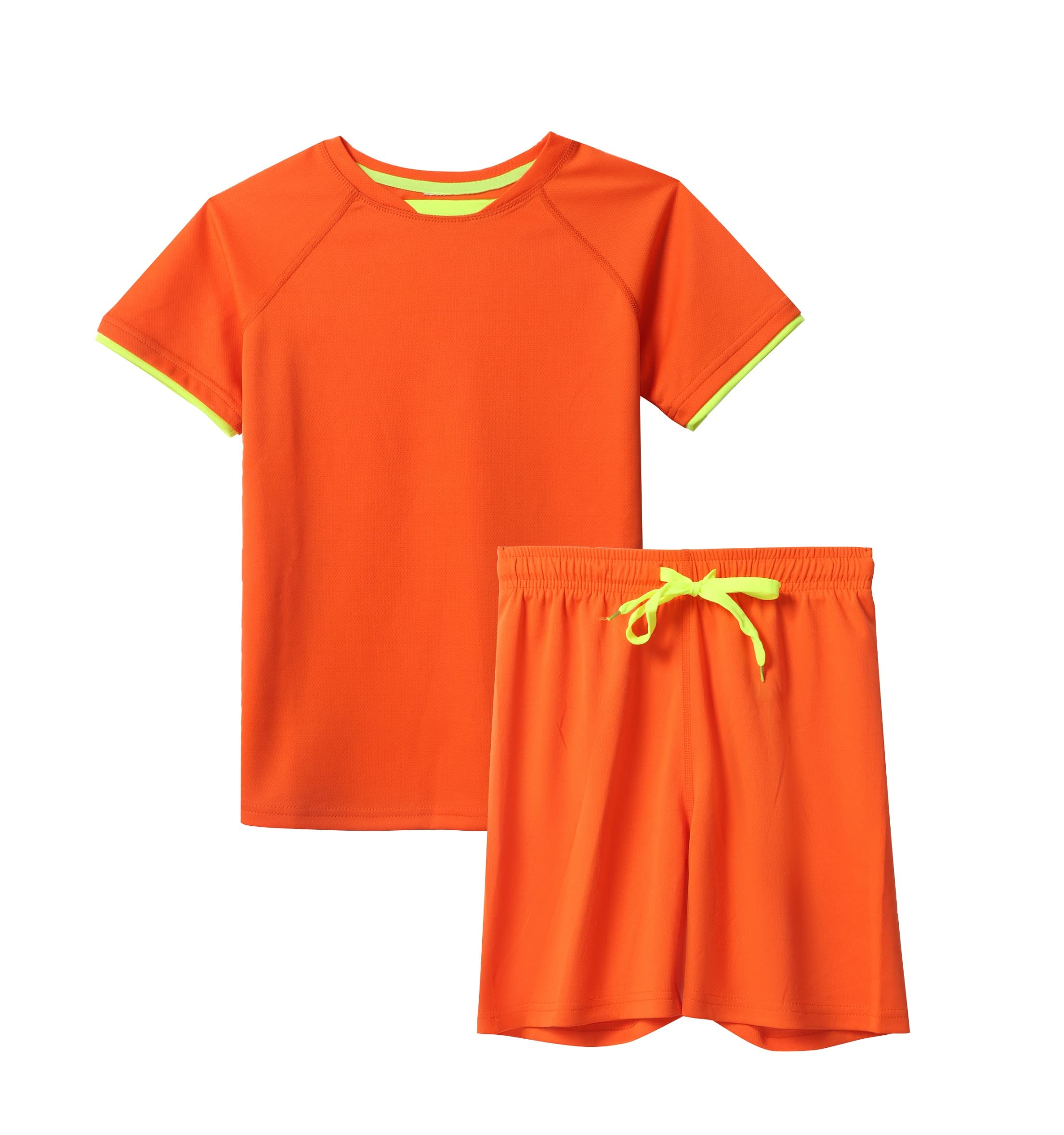 Photo 1 of **DIRTY** DANI CHINS Boys Loose Athletic Short-Sleeve Shirt and Active Mesh Shorts Set (Orange, 7)
