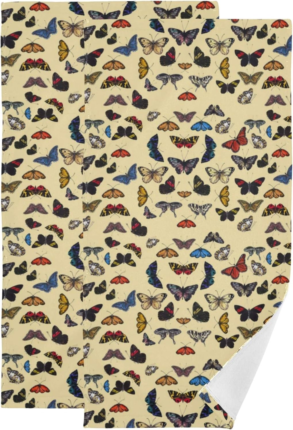 Butterflies Pattern Hand Towel Set Ultra Soft Absorbent Quick-Dry Hand Towels for Bath Fitness, Bathroom, Sports, Yoga, Travel (2-Pack ,28.3x14.4in)