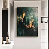abstract green wall art Emerald Green Black Gold Gray Wall Art Abstract Canvas Foil Artwork Modern Paintings for living Room 16x24inch No Frame