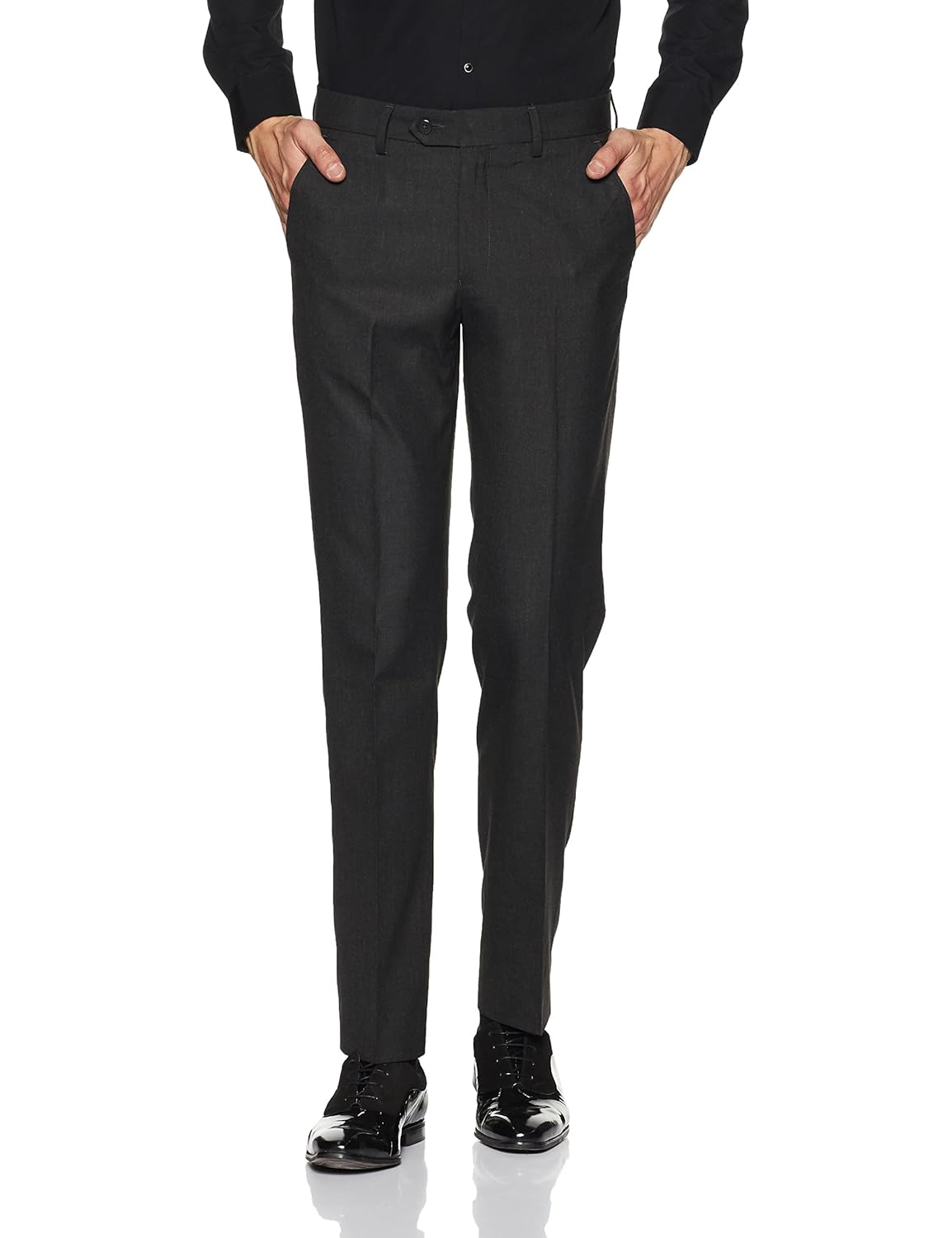 peter england men's slim fit formal trousers