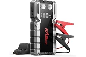 FLYLINKTECH 4000A Car Battery Jump Starter(Up to 9.0L Gas or 8.0L), Portable Car Jump Starter Battery Pack, 12V Jump Box with Safety Jumper Cables, Fast Charge 3.0, Lights, LCD Display