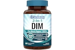 Surebounty DIM Supplement 300mg for Women & Men, Estrogen Balance & Metabolism, Hormone Balance, Menopause Support, Energy Maintainence, High Absorption with Black Pepper Extract, 120 Caps