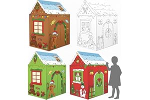 Kosiz 2 Pcs Giant Christmas Gingerbread House Cardboard DIY Christmas Castle Houses Cardboard House Snowman Houses for Xmas Party Holiday Gingerbread Gift, 21.7" x 17.7" x 31.5"