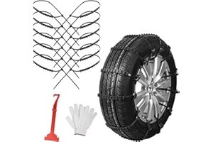 Qoosea Snow Chains Tire Chains for Car, Trucks, SUV Universal Emergency Snow Tire Chains, Adjustable Anti-Slip Tire Cables & Universal Fit (12 Pcs Black Plastic)