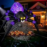 6FT Halloween Purple Inflatable Spider Decorations,Scary Outdoor Decor with Colorful LED Lighting,Halloween Blow ups sipder for Garden and Lawn Outdoor Decoration