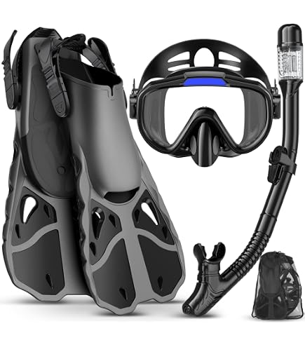 Masque Plongée Avec Tuba Support Appareil Photo 180° - Vue Panoramique Étanche Antibuée Adulte Noir
