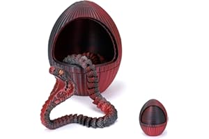 LYROYREG 3D Printed Snake Egg, 3D Printed Fidget Animals,3D Crystal Snake Flexible Joints Home Decor Executive Desk Toys,Home Office Decor Executive Desk Toys for Autism/ADHD (Black+Egg)