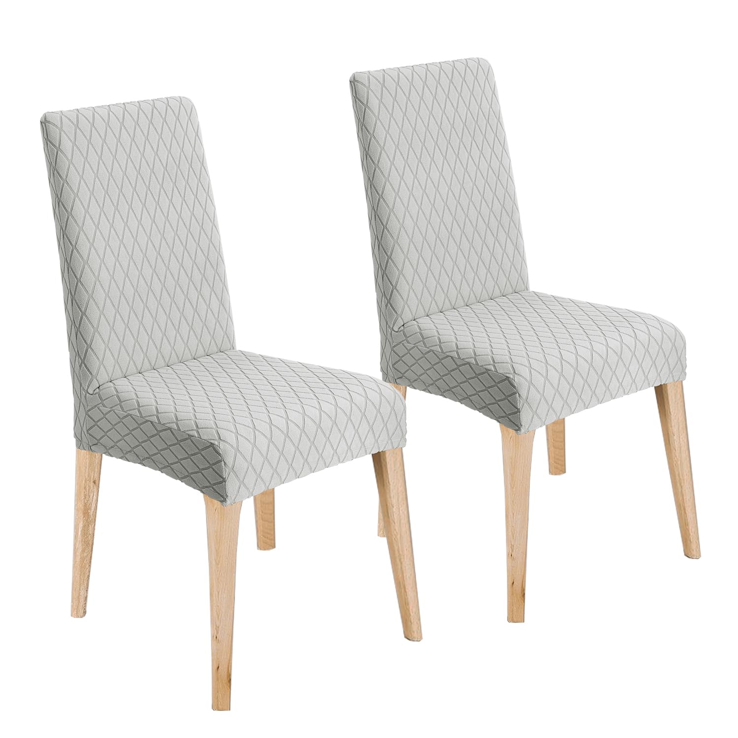 LANSHENG Dining Chair Covers, Stretch Dining Chair Seat Protector Slipcovers, Removable Washable Kitchen Chair Covers for Dining Room, Restaurant, Home (Light Grey, Set of 2)