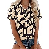 Rapbin Spring Tops for Women 2026 Women Blouses Short Sleeve V Neck Casual Collared Office Work Shirts Tops