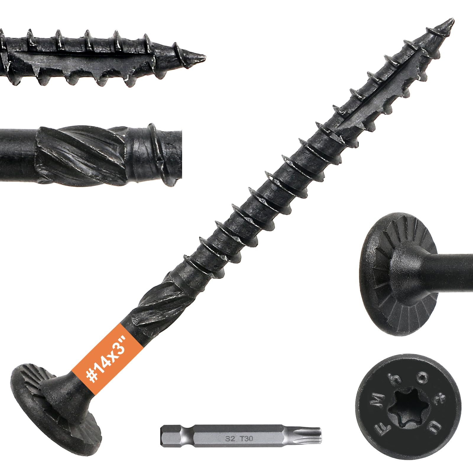 Photo 1 of #14 x 3 Wood Structural Lag Screws 300Pcs Star Drive Decking Screws, Rust Resistant Timber Screws for Timber/Log/Landscaping Wood